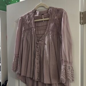 Free People Dusty Purple Lace Blouse